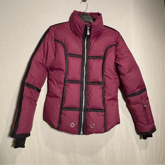 Ski coat womens a diamond in the snow, burgundy plum, pockets, waterproof - Picture 1 of 10